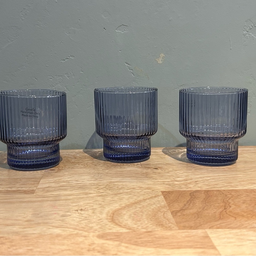 Translucent Blue Ribbed DOF Glasses Made By Bella Lux NWTS